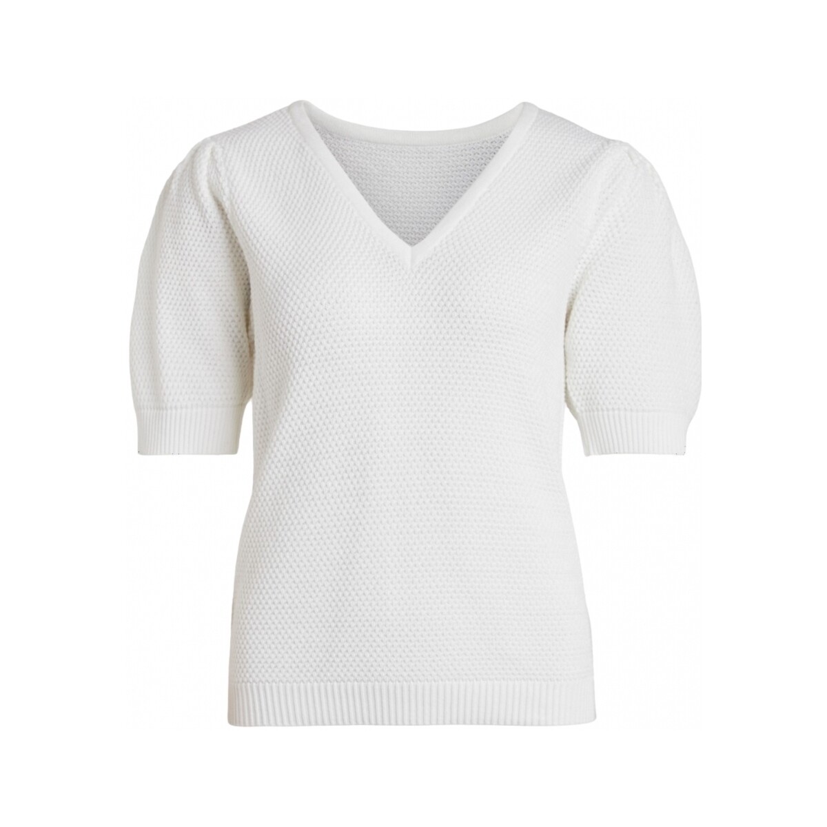 tekstylia Damskie Swetry Vila Knit Chassa Puff - Pristine Biały