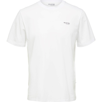 tekstylia Męskie T-shirty z krótkim rękawem Selected Aspen Logo Tee Biały