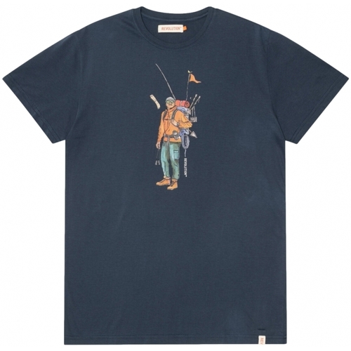 tekstylia Męskie T-shirty i Koszulki polo Revolution Regular T-Shirt 1333 HIK - Navy Niebieski