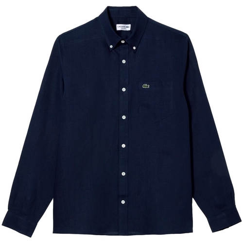 tekstylia Męskie Koszule z długim rękawem Lacoste Linen Casual Shirt - Marine Niebieski
