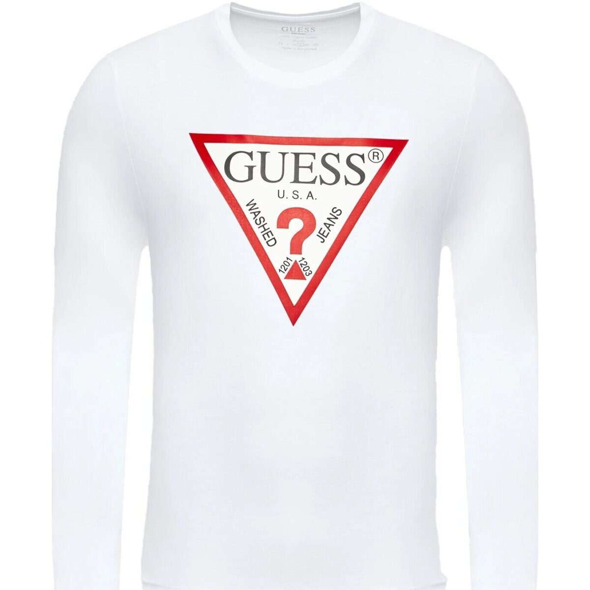 tekstylia Męskie T-shirty z długim rękawem Guess M2YI31 I3Z14 Biały