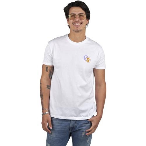 tekstylia Męskie T-shirty z krótkim rękawem Superb 1982 SPRBCA-2202-WHITE Biały