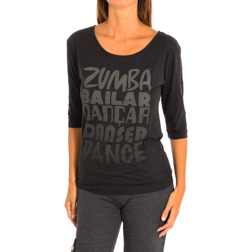 tekstylia Damskie T-shirty z długim rękawem Zumba Z1T00684-NEGRO Szary