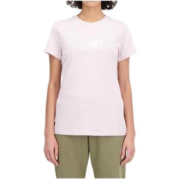 tekstylia Damskie T-shirty z krótkim rękawem New Balance  Fioletowy