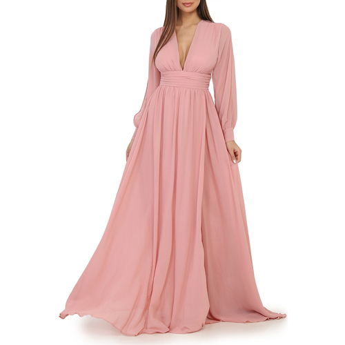 tekstylia Damskie Sukienki La Modeuse 32626_P74064 Różowy