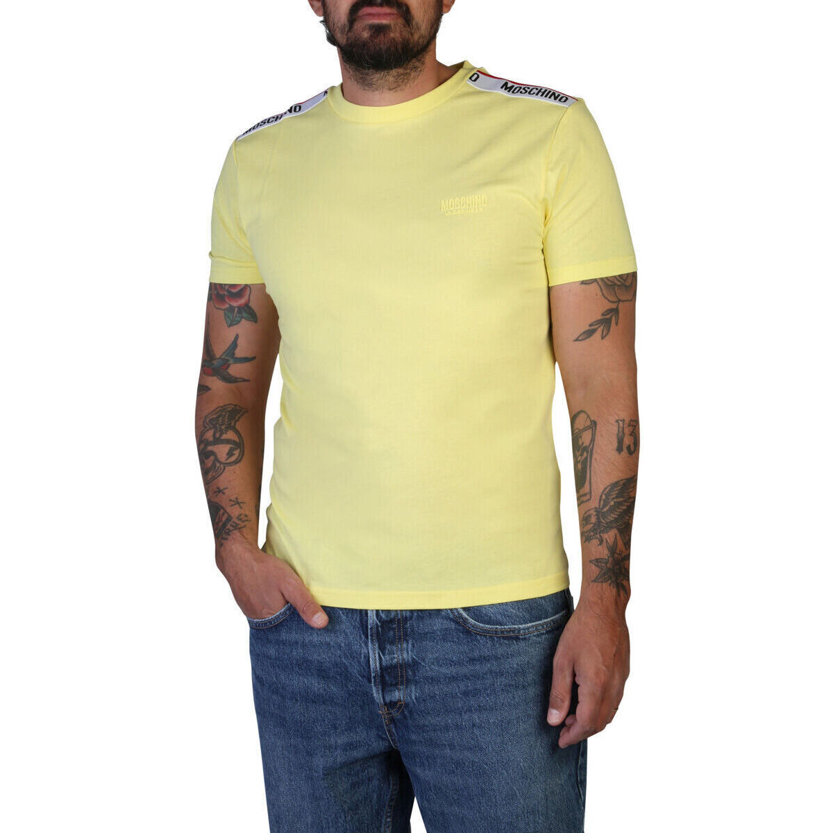 tekstylia Męskie T-shirty z krótkim rękawem Moschino A0781-4305 A0021 Yellow Żółty