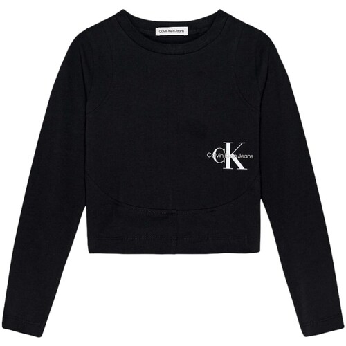 tekstylia Dziewczynka T-shirty z krótkim rękawem Calvin Klein Jeans IG0IG02104 Czarny