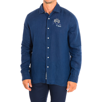 tekstylia Męskie Koszule z długim rękawem La Martina TMC311-TL319-07017 Marine