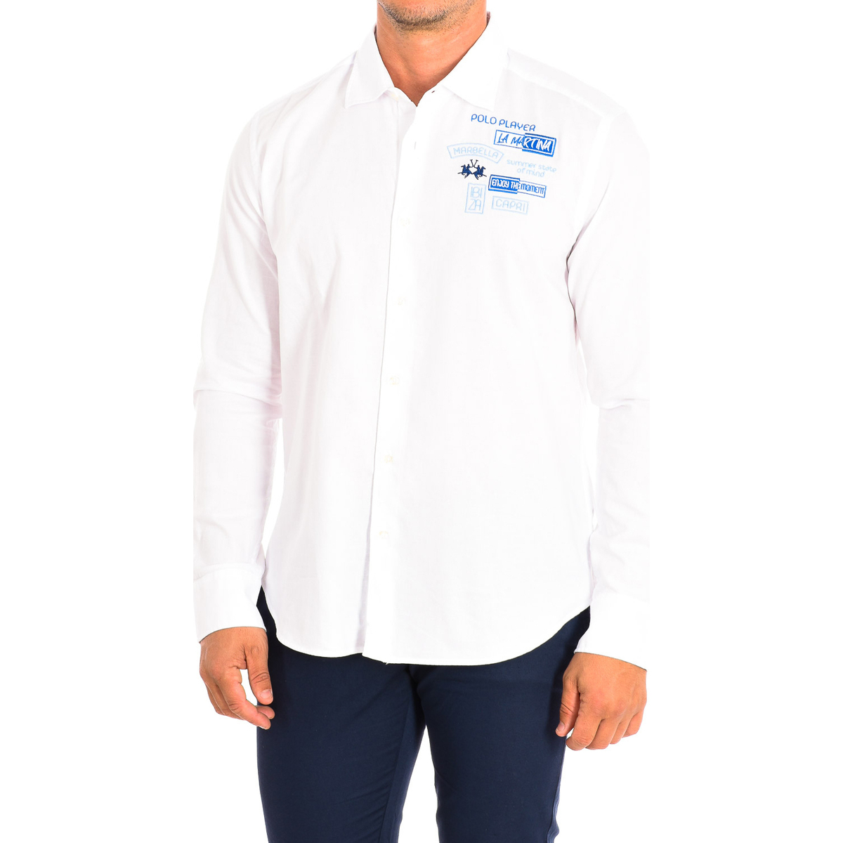 tekstylia Męskie Koszule z długim rękawem La Martina TMC602-OX083-00001 Biały