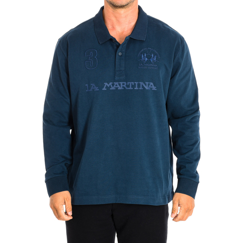 tekstylia Męskie Koszulki polo z długim rękawem La Martina XMP305-JS005-07017 Marine