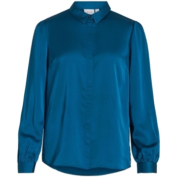 tekstylia Damskie Topy / Bluzki Vila Noos Ellette Satin Shirt - Moroccan Blue Niebieski
