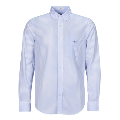 tekstylia Męskie Koszule z długim rękawem Gant REG POPLIN STRIPE SHIRT Biały / Niebieski