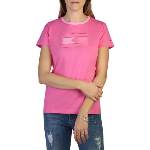 tekstylia Damskie T-shirty z krótkim rękawem Tommy Hilfiger th10064-016 pink Różowy