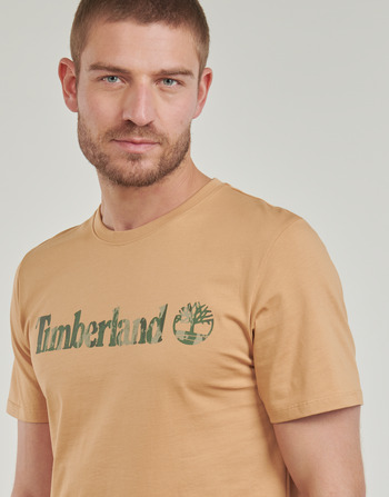 Timberland Camo Linear Logo Short Sleeve Tee Beżowy
