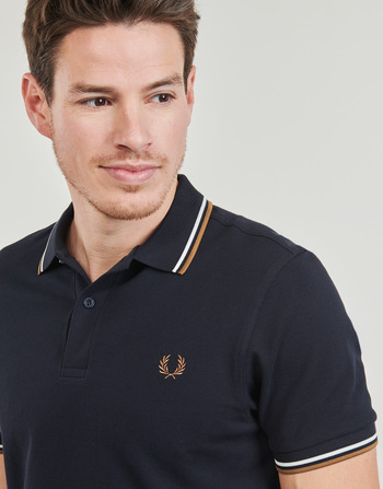 Fred Perry TWIN TIPPED FRED PERRY SHIRT Marine / Beżowy / Biały