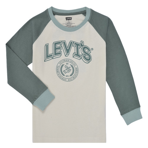 tekstylia Chłopiec T-shirty z długim rękawem Levi's PREP COLORBLOCK LONGSLEEVE Biały / Zielony