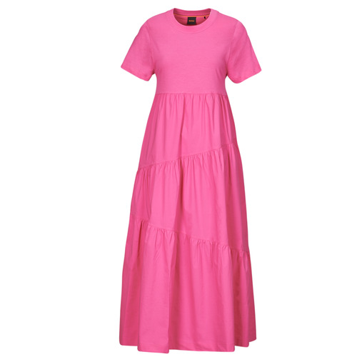tekstylia Damskie Sukienki długie BOSS C_Enesi_1 Różowy