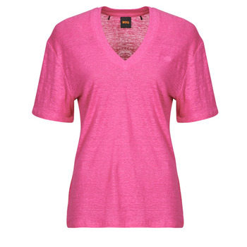 tekstylia Damskie T-shirty z krótkim rękawem BOSS C_Ela Różowy