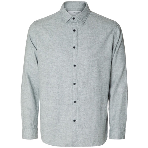 tekstylia Męskie Koszule z długim rękawem Selected Regowen-Twist L/S - Grey/Asphalt Brązowy
