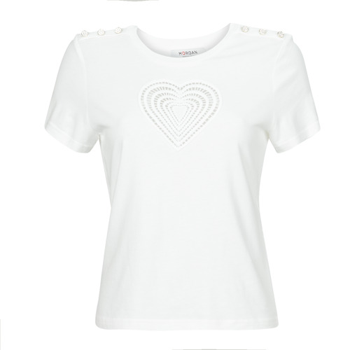 tekstylia Damskie T-shirty z krótkim rękawem Morgan DISTRI Biały