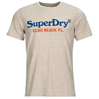 tekstylia Męskie T-shirty z krótkim rękawem Superdry VENUE DUO LOGO T SHIRT Beżowy