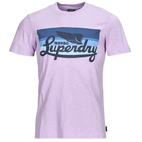tekstylia Męskie T-shirty z krótkim rękawem Superdry CALI STRIPED LOGO T SHIRT Fioletowy