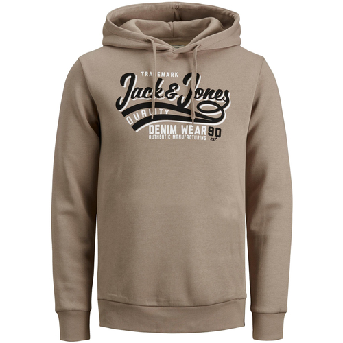 tekstylia Męskie Swetry Jack & Jones Jwh Logo Sweat Hood Beżowy