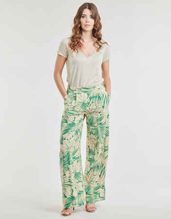 tekstylia Damskie Spodnie z lejącej tkaniny / Alladynki Les Petites Bombes DORALIE Zielony / Beżowy