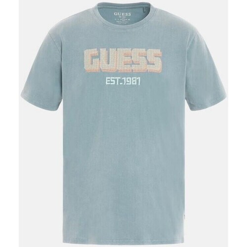 tekstylia Męskie T-shirty z krótkim rękawem Guess M3YI52 KBDL0 Niebieski