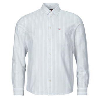 tekstylia Męskie Koszule z długim rękawem Tommy Jeans TJM REG OXFORD STRIPESHIRT Biały / Niebieski