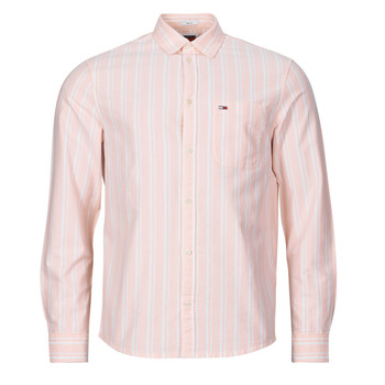tekstylia Męskie Koszule z długim rękawem Tommy Jeans TJM REG OXFORD STRIPESHIRT Różowy