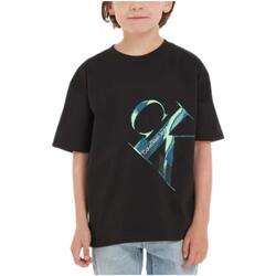 tekstylia Chłopiec T-shirty z krótkim rękawem Calvin Klein Jeans  Czarny