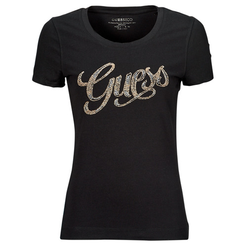 tekstylia Damskie T-shirty z krótkim rękawem Guess GUESS SCRIPT Czarny