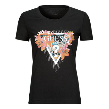 tekstylia Damskie T-shirty z krótkim rękawem Guess TROPICAL TRIANGLE Czarny