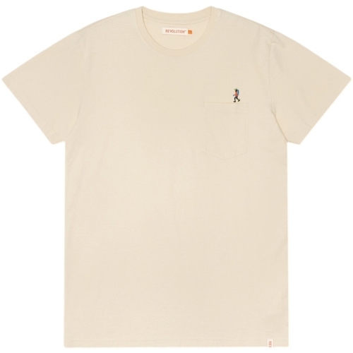 tekstylia Męskie T-shirty i Koszulki polo Revolution Regular T-Shirt 1330 HIK - Off White Biały