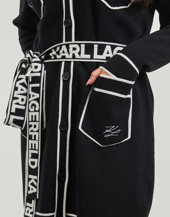 Karl Lagerfeld BRANDED BELTED CARDIGAN Czarny / Biały