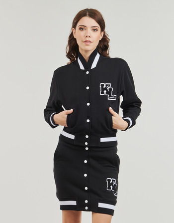 tekstylia Damskie Kurtki krótkie Karl Lagerfeld varsity sweat jacket Czarny / Biały