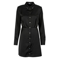 tekstylia Damskie Sukienki krótkie Karl Lagerfeld karl charm satin shirt dress Czarny / Biały