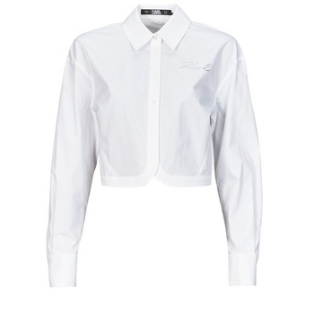 Karl Lagerfeld crop poplin shirt Biały
