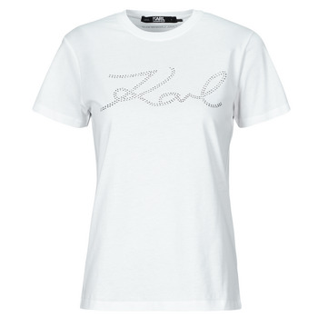 Karl Lagerfeld rhinestone logo t-shirt Biały
