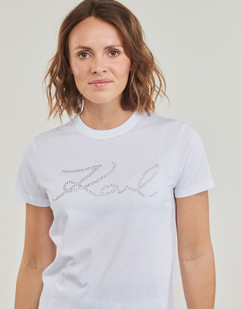 Karl Lagerfeld rhinestone logo t-shirt Biały