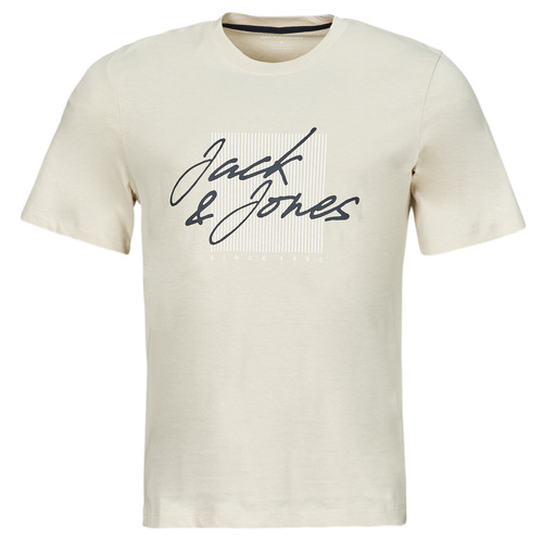 tekstylia Męskie T-shirty z krótkim rękawem Jack & Jones JJZURI TEE SS CREW NECK Beżowy