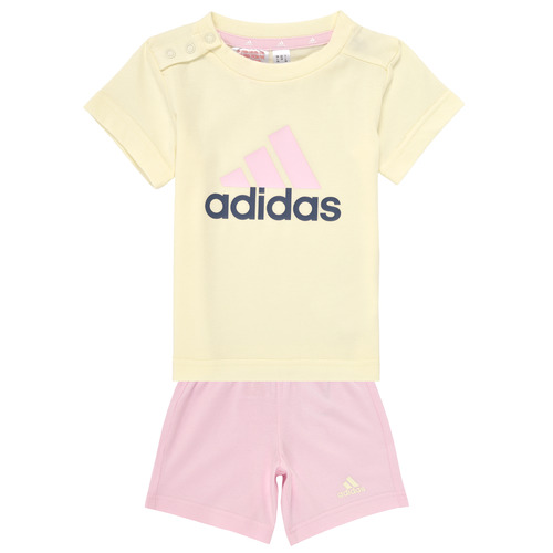 tekstylia Dziewczynka Zestawy dresowe Adidas Sportswear I BL CO T SET Ecru / Różowy