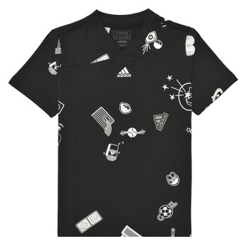 tekstylia Dziecko T-shirty z krótkim rękawem Adidas Sportswear J BLUV T Czarny / Biały