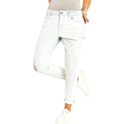 tekstylia Damskie Spodnie Only Lima Boyfriend Jeans L32 - White Biały