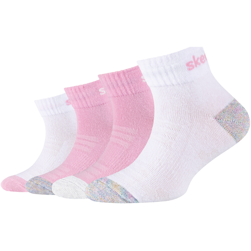 Bielizna Dziewczynka Skarpetki sportowe  Skechers 4PPK Girls Mesh Ventilation Quarter Socks Różowy