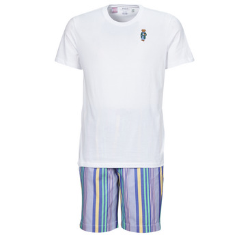 tekstylia Męskie Piżama / koszula nocna Polo Ralph Lauren S / S PJ SET-SLEEP-SET Biały / Wielokolorowy