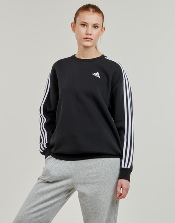 tekstylia Damskie Bluzy Adidas Sportswear W 3S FL OS SWT Czarny / Biały