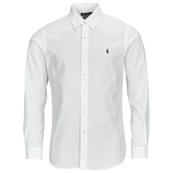tekstylia Męskie Koszule z długim rękawem Polo Ralph Lauren CHEMISE COUPE DROITE EN SEERSUCKER Biały / Biały