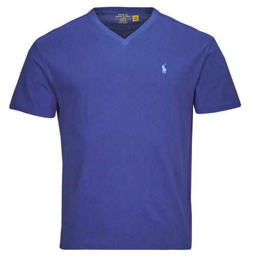 tekstylia Męskie T-shirty z krótkim rękawem Polo Ralph Lauren T-SHIRT AJUSTE COL V EN COTON Niebieski